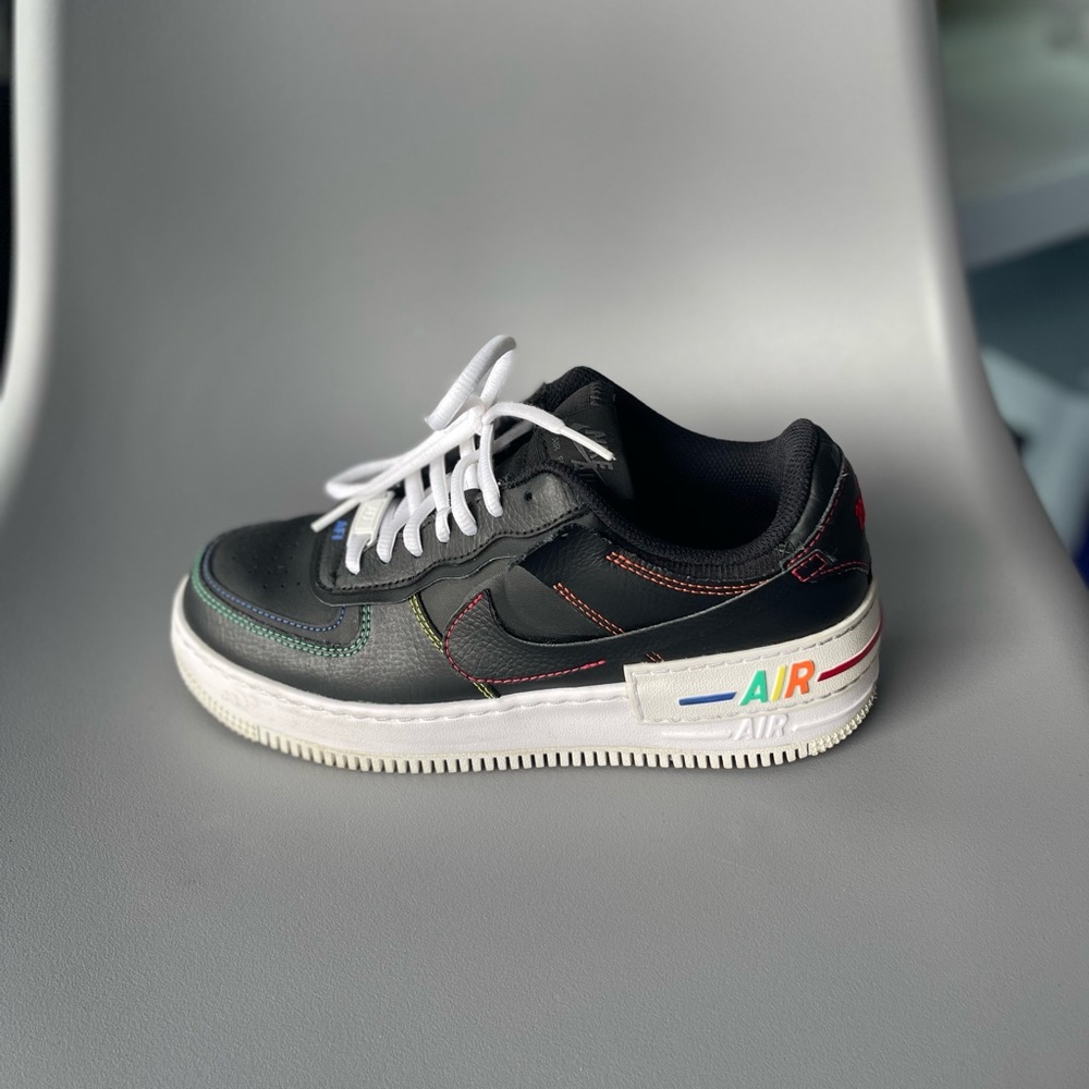 The Nike Air Force 1 Shadow with rainbow stitching